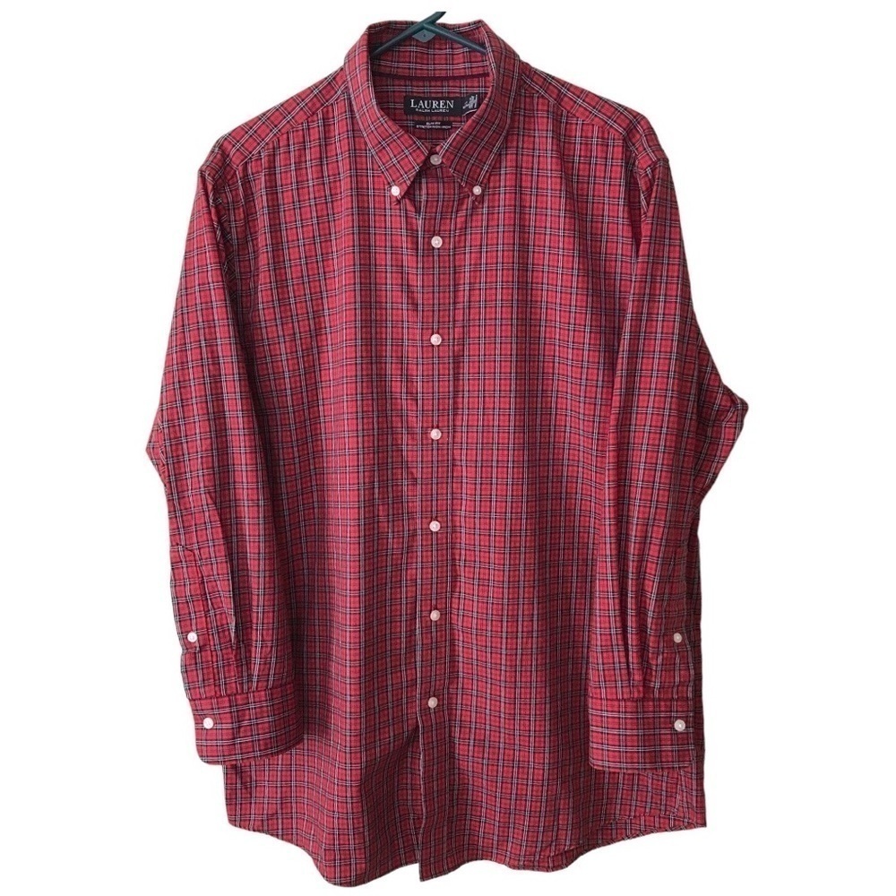 Lauren Ralph Lauren Black Label Red Plaid Button Down Slim Fit Stretch S…